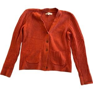 Ann Taylor Loft Red V-Neck Cardigan - Size M